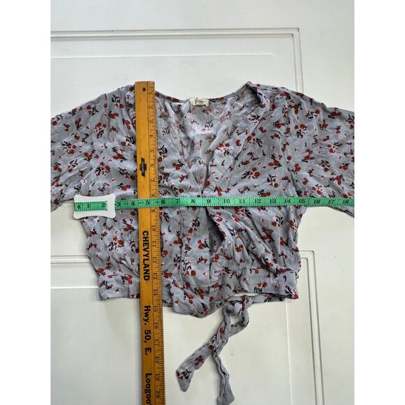 Sky and Sparrow Light Blue Flora Tie Bottom, Crop Top, Women's Small - Picture 6 of 7